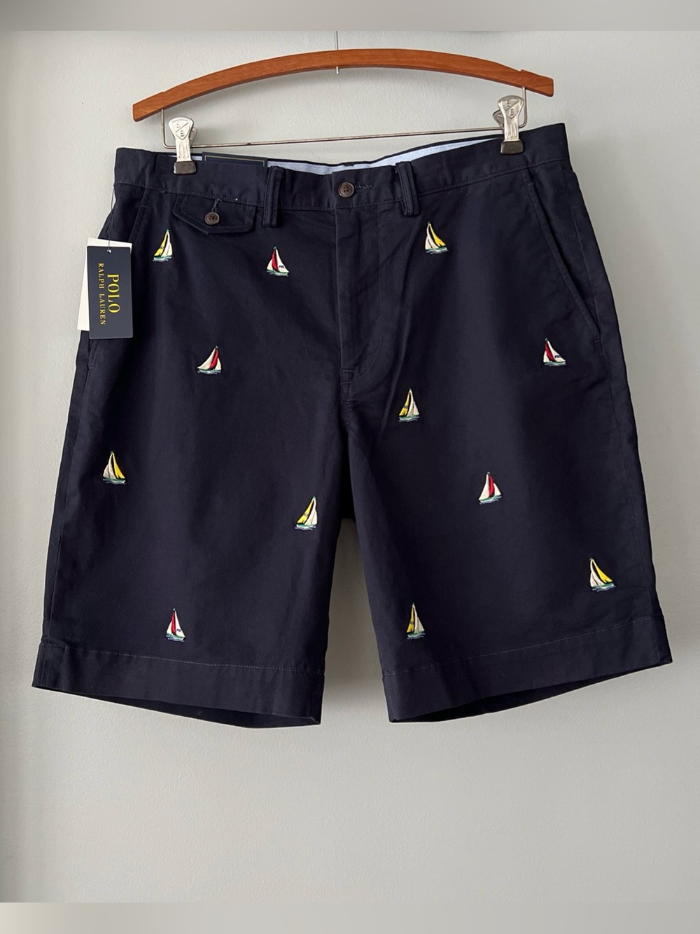 NWT Polo Ralph Lauren Navy SAILBOAT Bedford Stretch Classic Fit Shorts Men’s 33